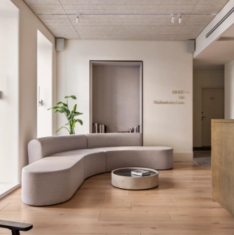 Sophia Hotel - elegant reception area with marble floor and classical columns