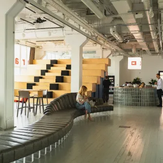 Reception area and staircase in Kooperativ with a modern interior
