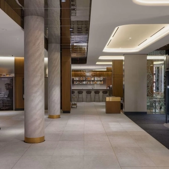 Bar area of Radisson Blu Hotel in the center of Kyiv