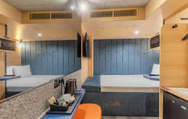 Bright single room at the IQ Hotel in Kyiv with minimalist design