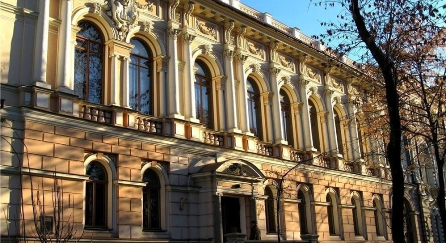 Facade of the Khanenko Museum in Kyiv in a historic building