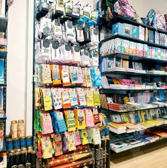 UAmade in Kyiv - display rack packed with pairs of colorful novelty socks