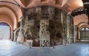 The exhibition of preserved wall fragments in the Golden Gate in Kyiv