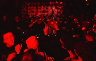 A packed dance floor at a party at Juice / NoCap club in Kyiv