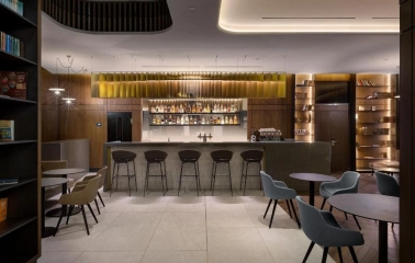 Bar area of Radisson Blu Hotel in the center of Kyiv