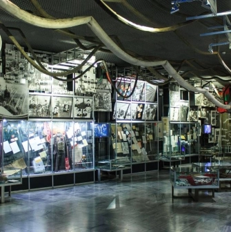 An exhibition with documents, photos and videos at the Chornobyl Museum in Kyiv