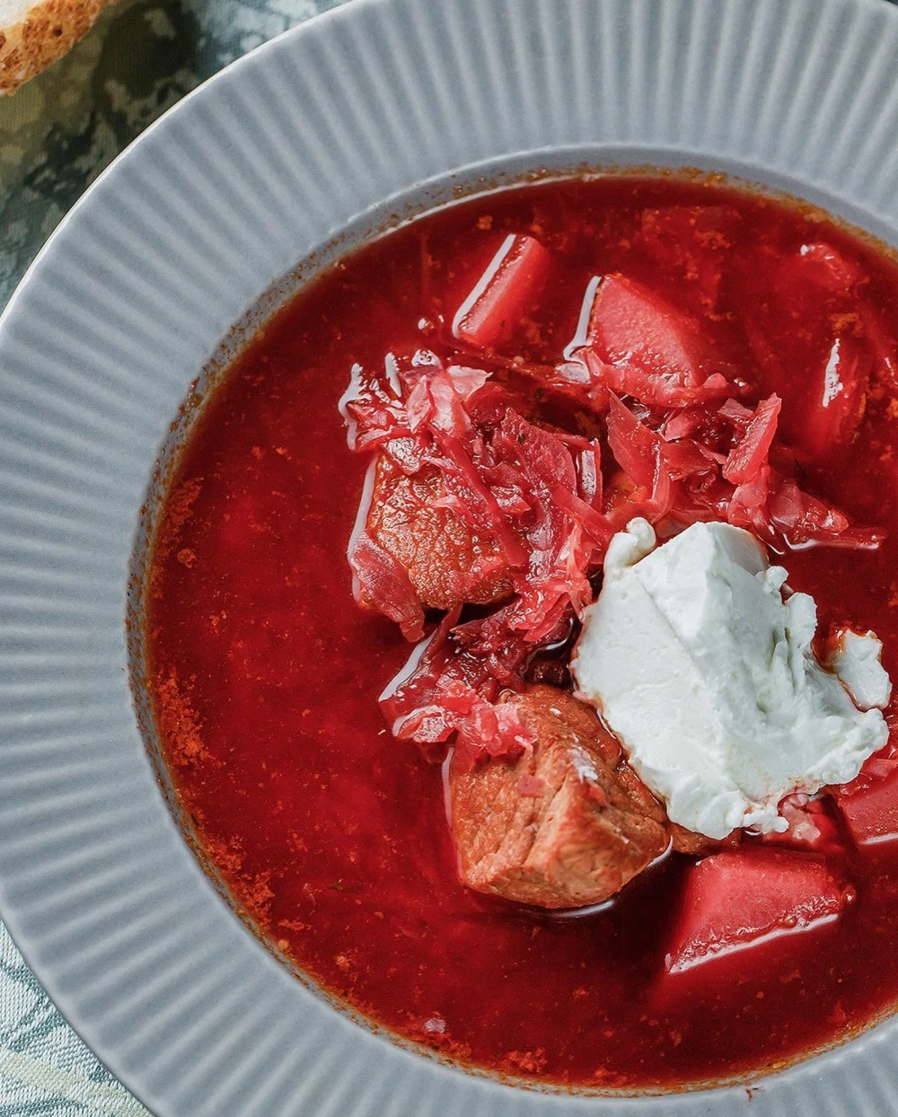 Borscht at the restaurant 100 Rokiv Tomu Vpered