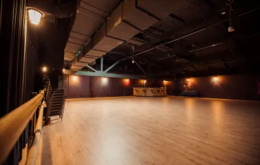 Pochayna Event Hall - main stage with technical equipment and lighting setup