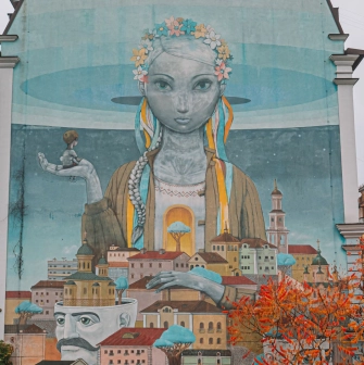 Mural Renaissance in Kyiv - full view of the large wall painting