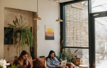 Octo Tower — coworking space with large desks and modern work lighting
